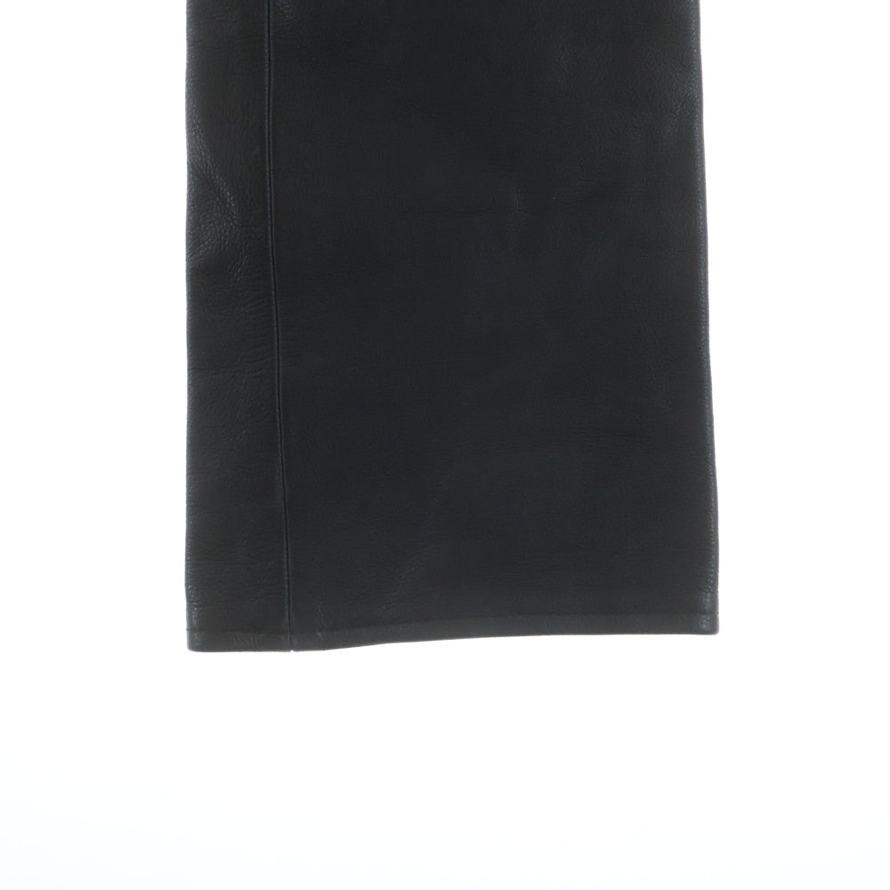CHROME HEARTS(クロムハーツ) LTHR PANTS セメタリークロスパッチ クロスボールボタン フレアニー レザーパンツ ブラック
