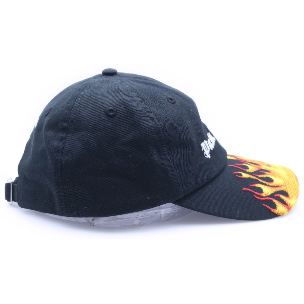 Palm Angels(パームエンジェルス) ファイヤーパターン コットン ベースボールキャップ ブラック/レッド PMLB009R20224017