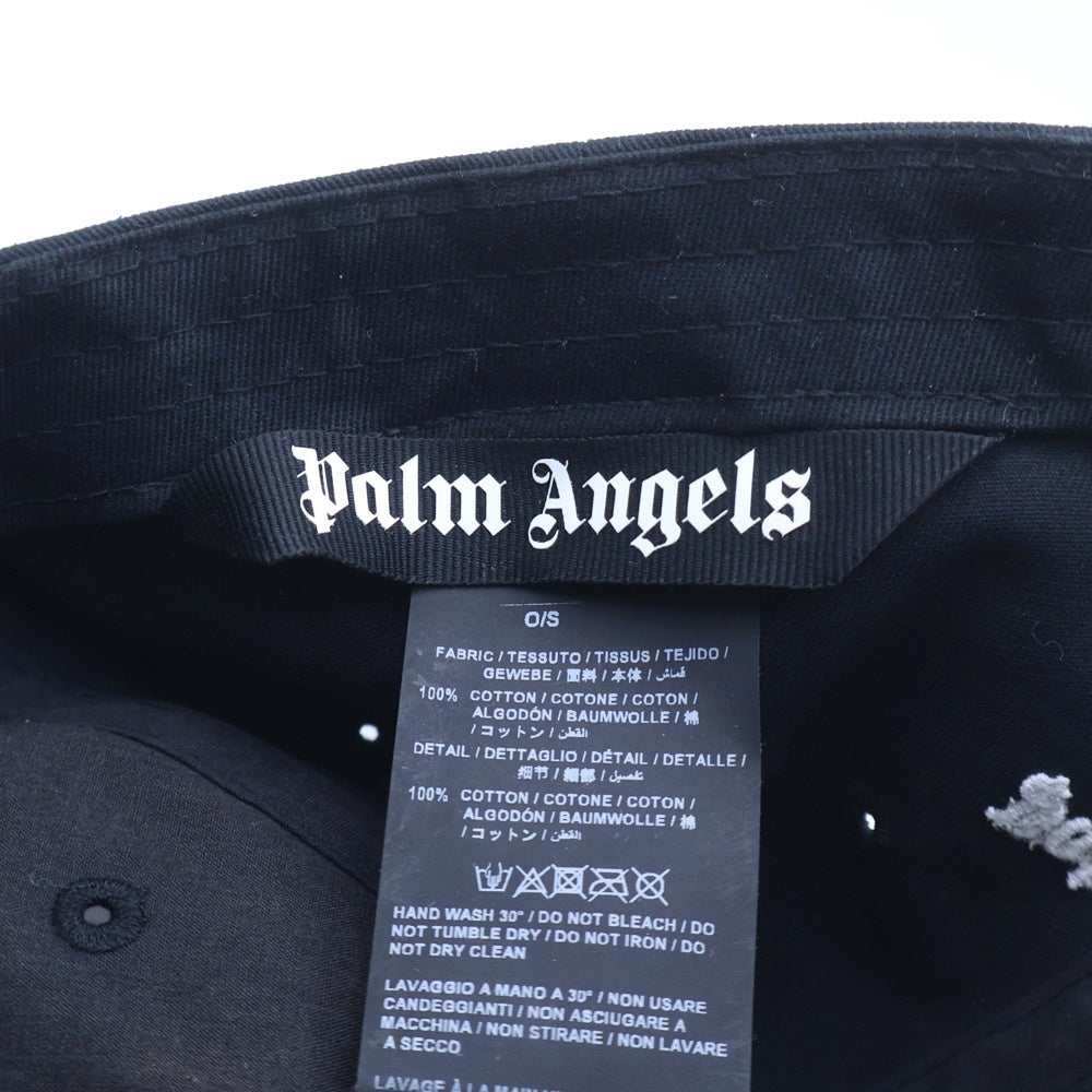 Palm Angels(パームエンジェルス) ファイヤーパターン コットン ベースボールキャップ ブラック/レッド PMLB009R20224017