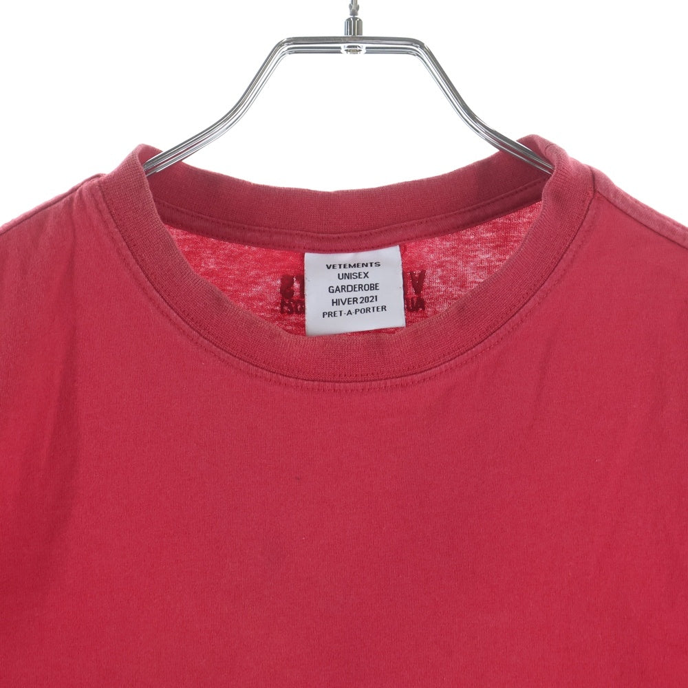 VETEMENTS(ヴェトモン) 20AW LOGO FRONT BACK T-SHIRT ロゴプリント クルーネック 半袖Tシャツ カットソー レッド UAH21TR501