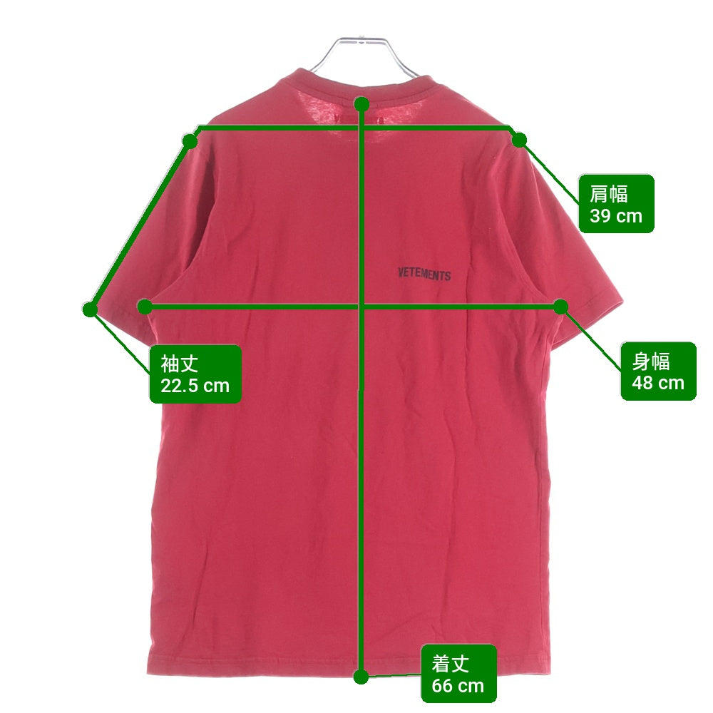 VETEMENTS(ヴェトモン) 20AW LOGO FRONT BACK T-SHIRT ロゴプリント クルーネック 半袖Tシャツ カットソー レッド UAH21TR501