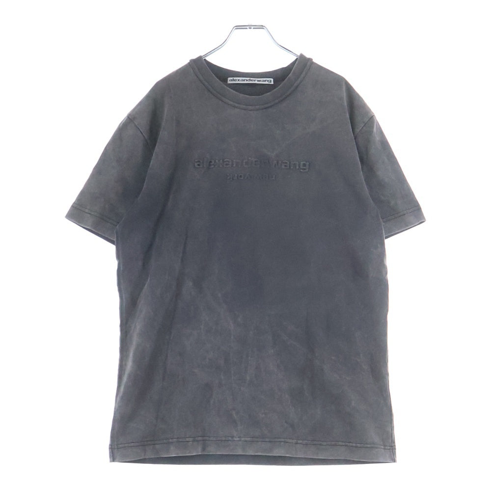 ALEXANDER WANG(アレキサンダーワン) エンボスロゴ フロントロゴ 半袖Tシャツ カットソー ブラック UCC1231602