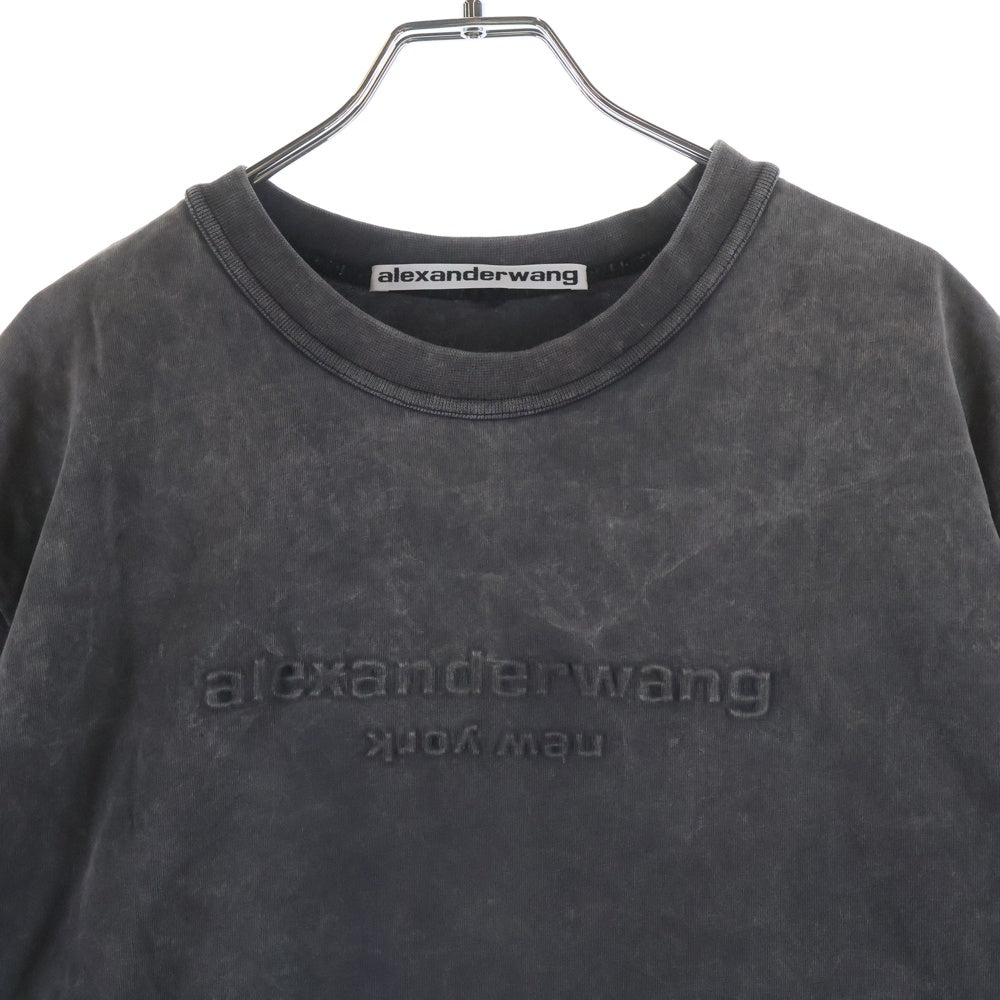 ALEXANDER WANG(アレキサンダーワン) エンボスロゴ フロントロゴ 半袖Tシャツ カットソー ブラック UCC1231602