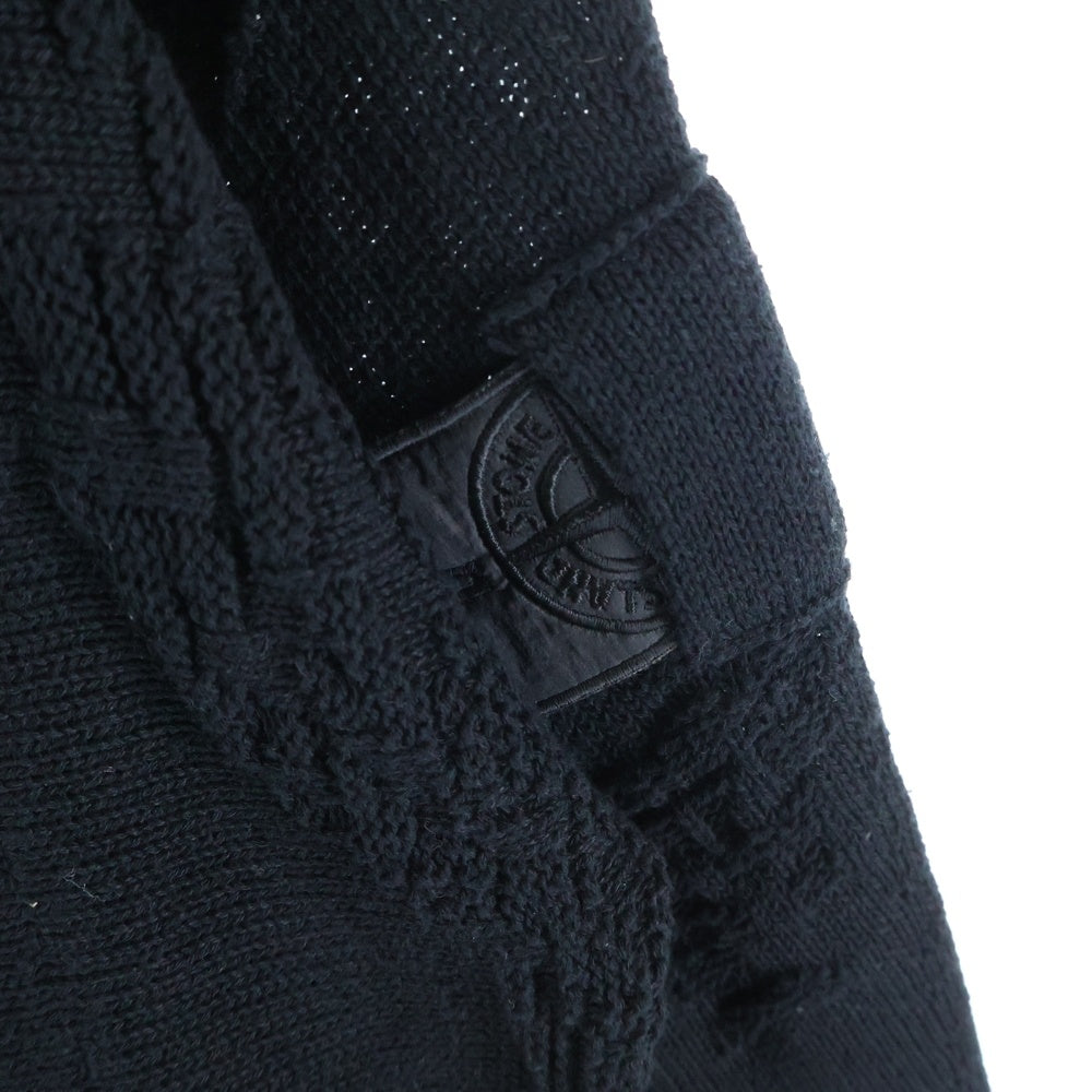 STONE ISLAND(ストーンアイランド) 袖ロゴワッペン付 ニット ジップアップパーカー ブラック 7019505A5