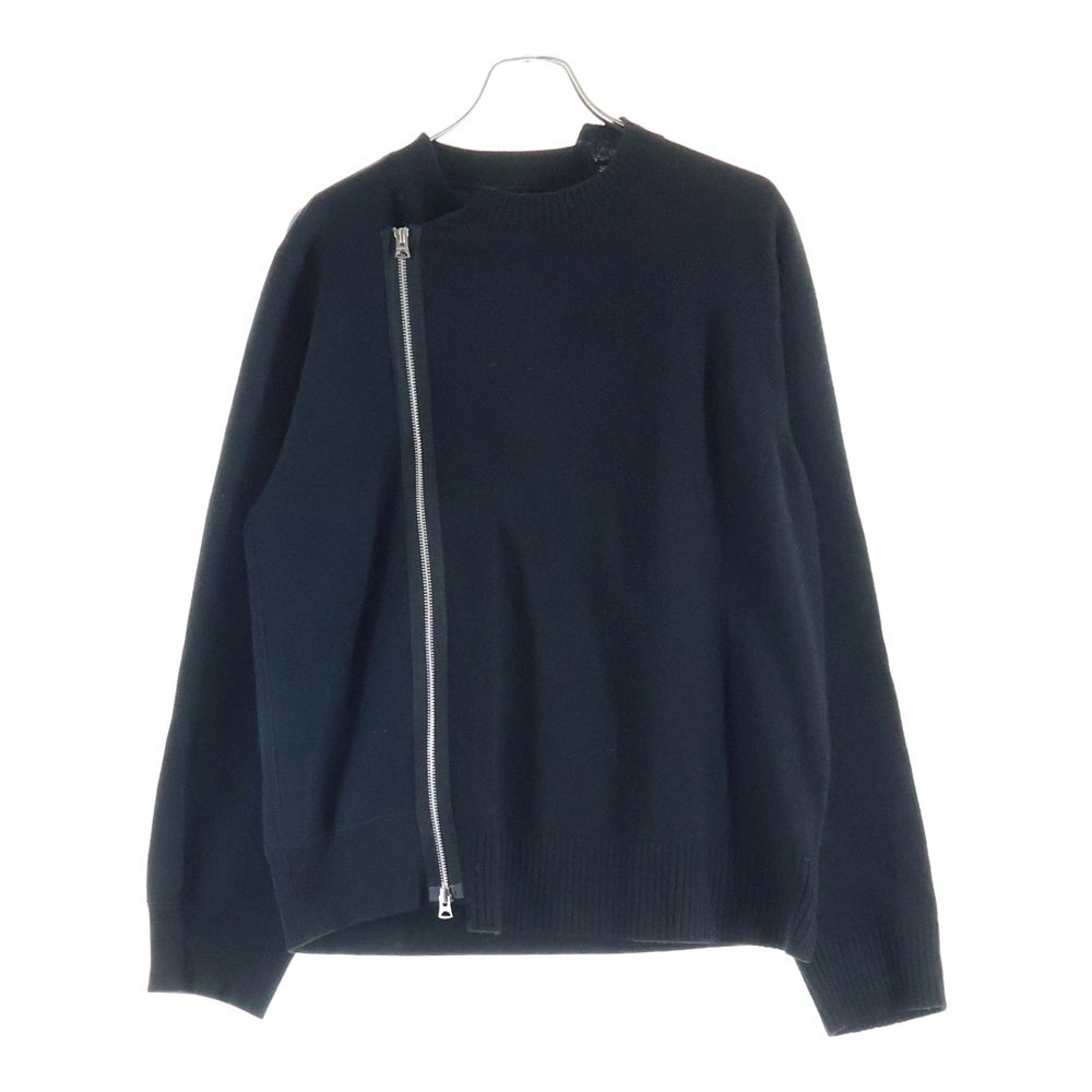 Sacai(サカイ) Wool Knit x Sponge Sweat Blouson ウールニット スポンジスウェット ブルゾン ジップ切替 スウェットシャツ ブラック SCM-250