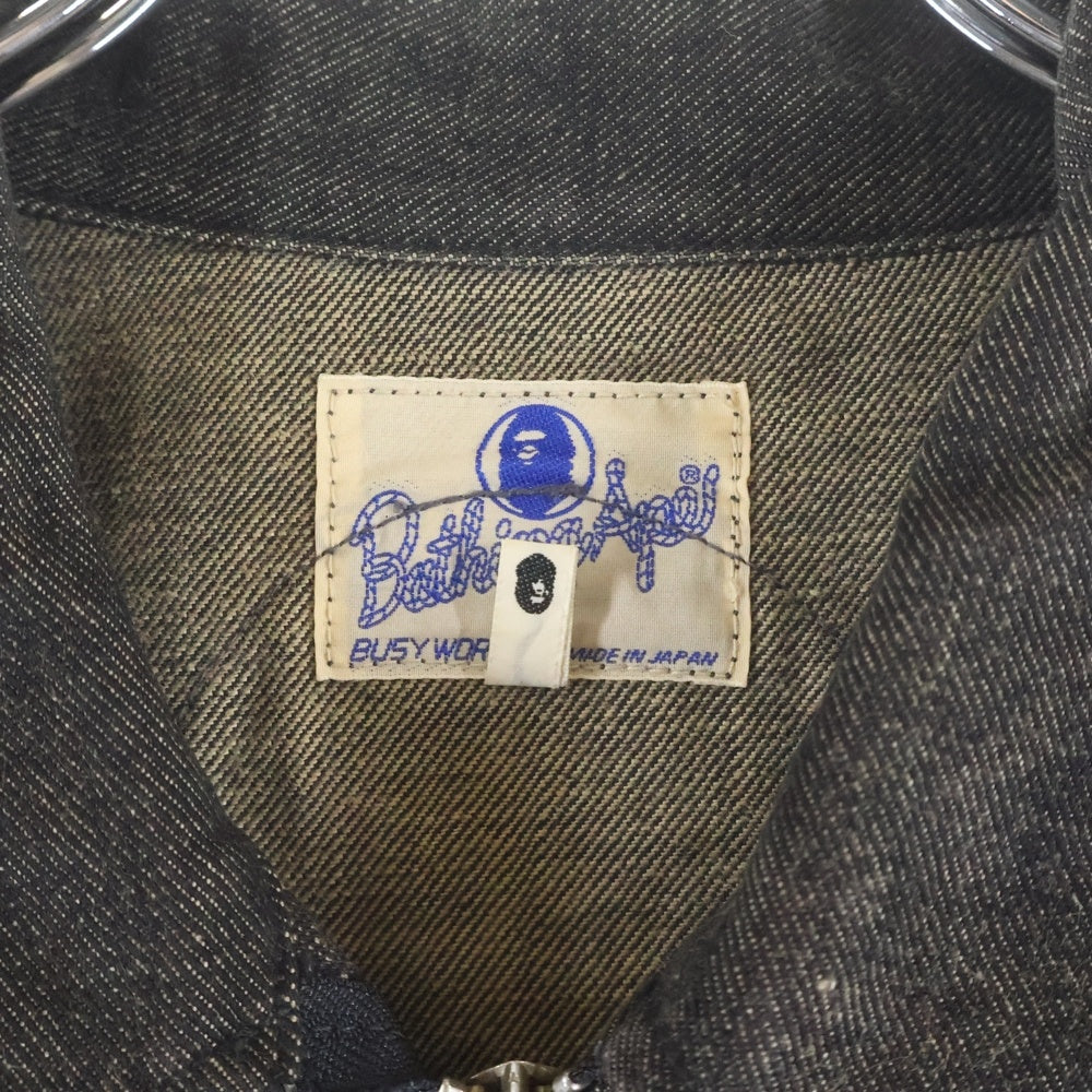 A BATHING APE(アベイシングエイプ) 90's Denim Jacket バック刺繍入り ジップアップデニムジャケット ブラック
