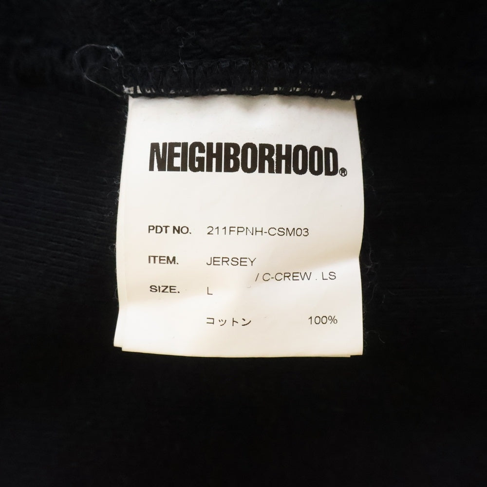 NEIGHBORHOOD(ネイバーフッド) 21SS JERSEY C-CREW LS 211FPNH-CSM03 ロゴ刺繍 クルーネックスウェットトレーナー ブラック