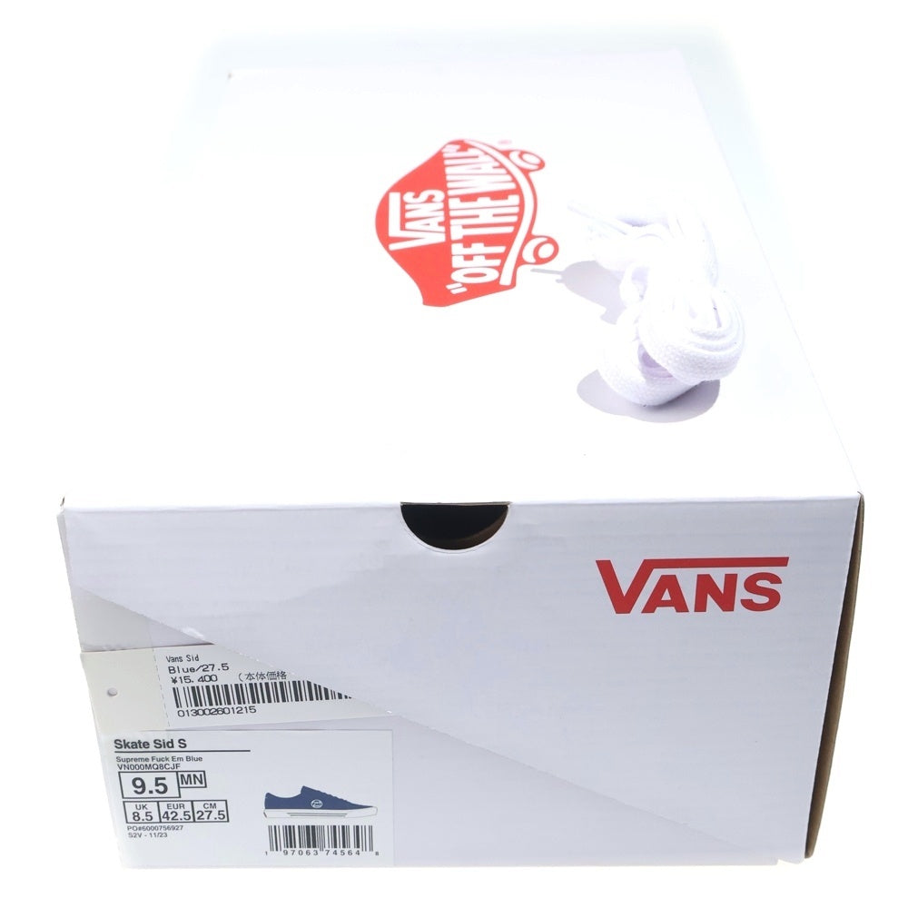 SUPREME(シュプリーム) 24SS ×Vans SID Fuck Em バンズ サイドロゴ スウェード スニーカー ブルー US9.5/27.5cm VN000MQ8CJF
