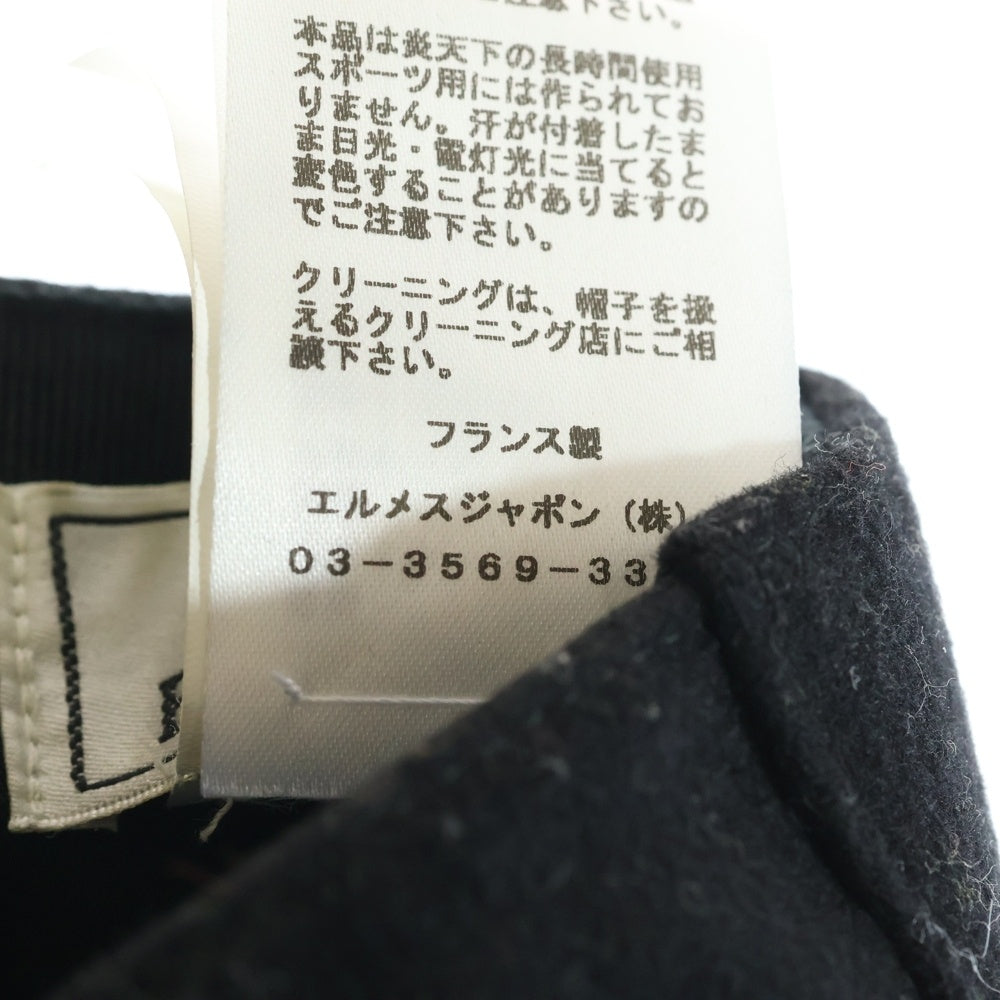 HERMES(エルメス) バックロゴ刺繍入り カシミヤ ベースボールキャップ 帽子 ブラック