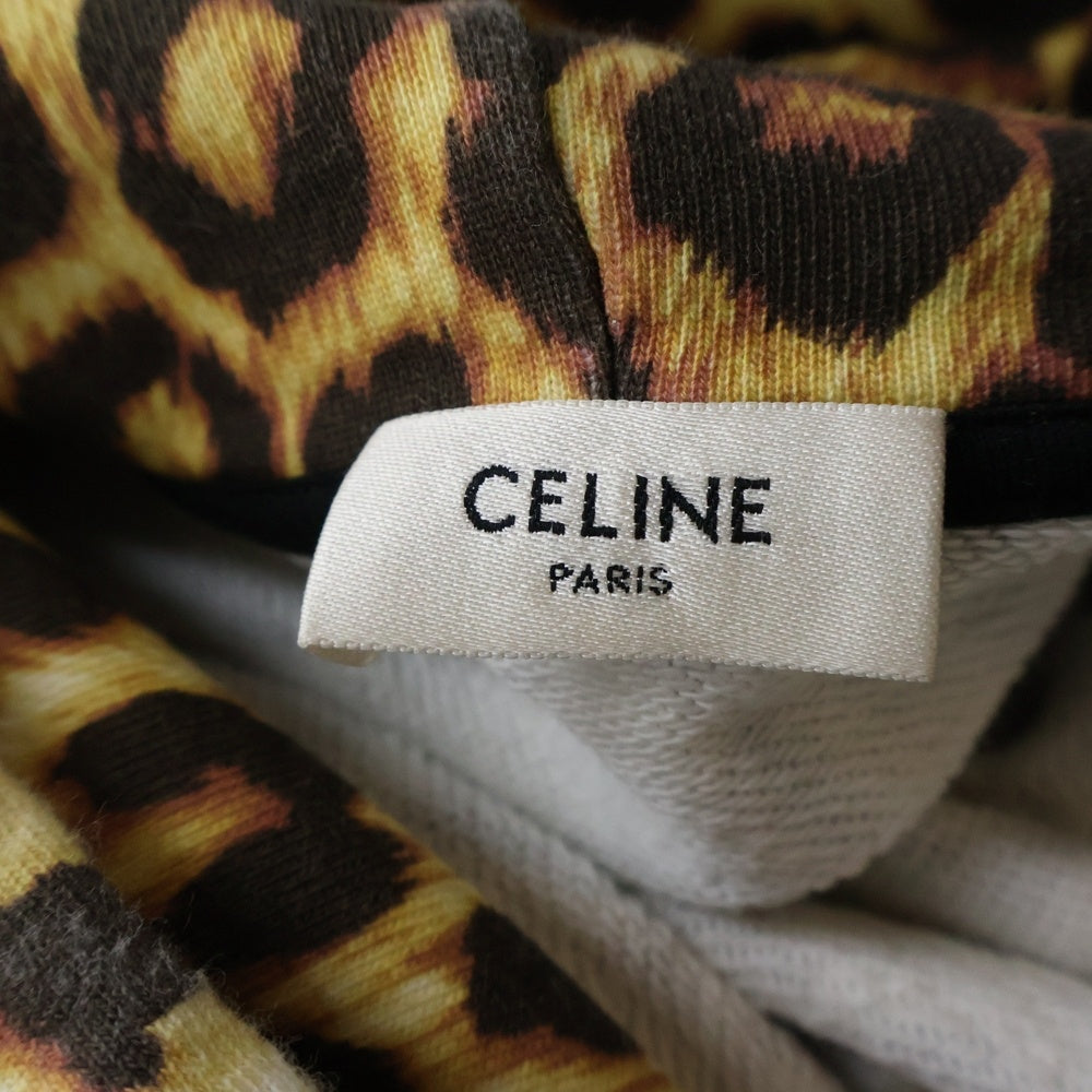 CELINE(セリーヌ) 21SS Loose Hoodie Leopard ルーズ フーディ レオパード ロゴプリント プルオーバー パーカー イエロー/ブラウン 2Y321519M