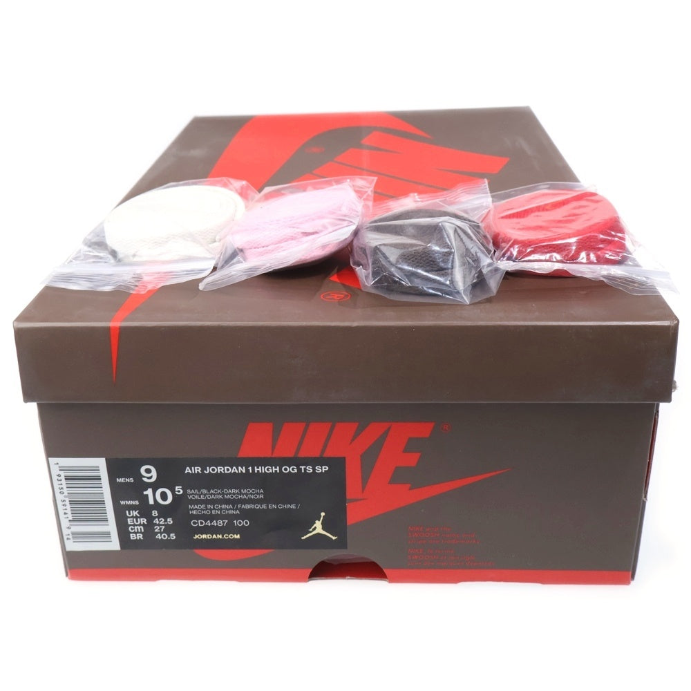NIKE(ナイキ) ×TRAVIS SCOTT AIR JORDAN 1 RETRO HIGH OG TS SP トラヴィススコット エアジョーダン1 ハイカットスニーカー ブラウン/ホワイト US9/27.0cm CD4487-100
