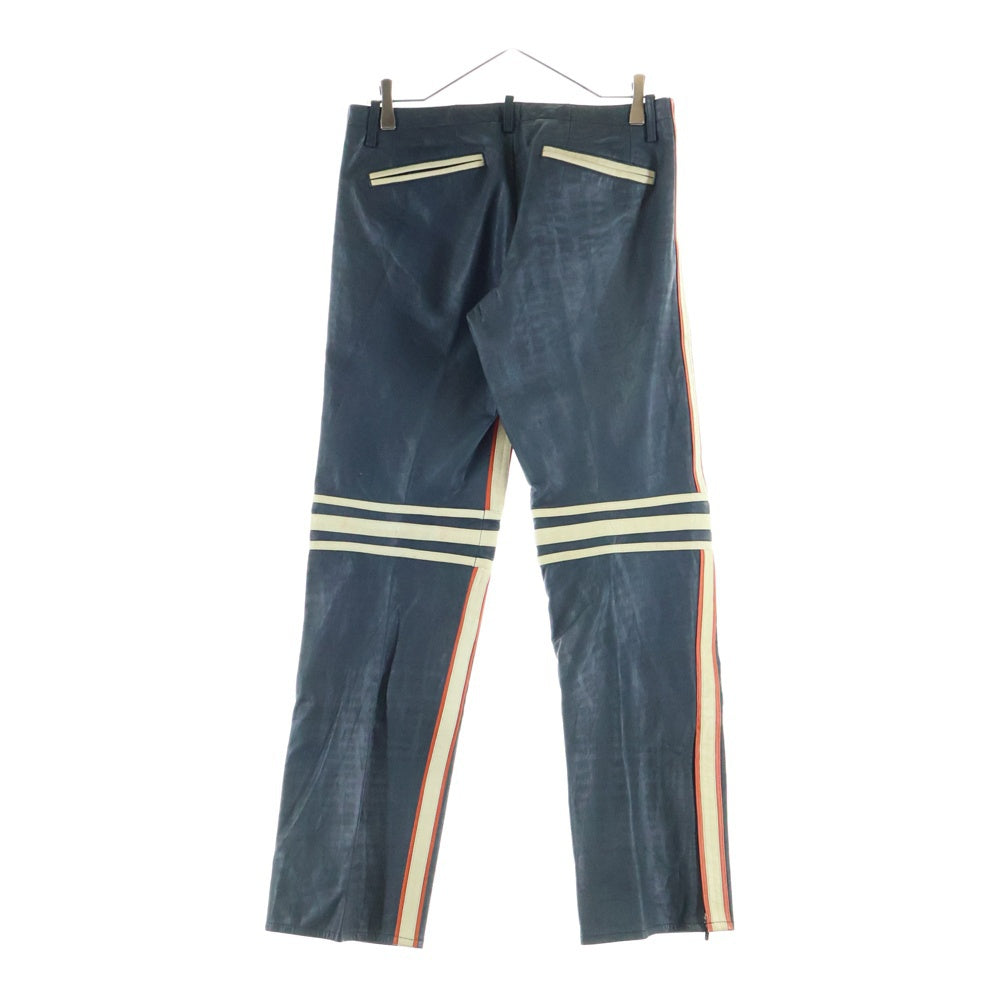 COMME CA DU MODE MEN(コムサデモードメン) ジップフライ サイドライン ラムレザーパンツ ブラック 07-15LS09