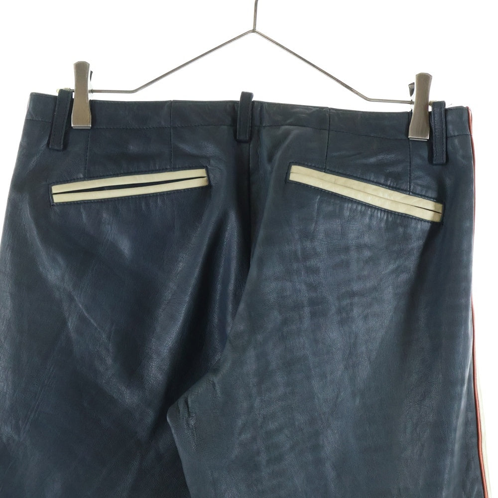 COMME CA DU MODE MEN(コムサデモードメン) ジップフライ サイドライン ラムレザーパンツ ブラック 07-15LS09