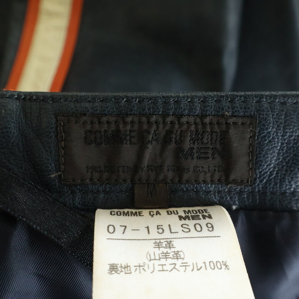 COMME CA DU MODE MEN(コムサデモードメン) ジップフライ サイドライン ラムレザーパンツ ブラック 07-15LS09