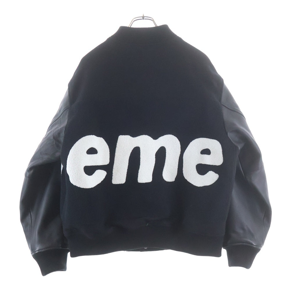 SUPREME(シュプリーム) 24SS Big Logo Chenille Varsity Jacket ビッグロゴ アームレザー バーシティジャケット スタジアムジャンパー ブラック