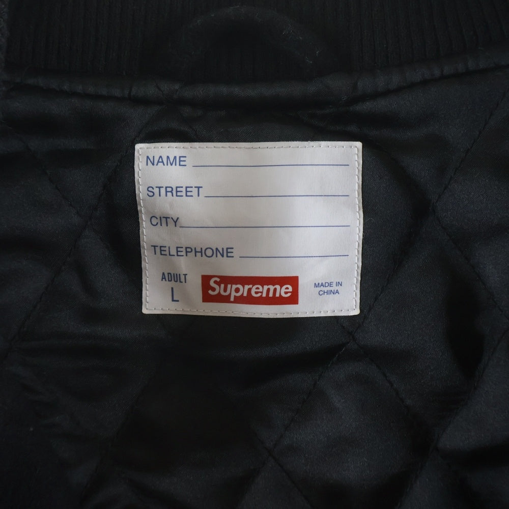 SUPREME(シュプリーム) 24SS Big Logo Chenille Varsity Jacket ビッグロゴ アームレザー バーシティジャケット スタジアムジャンパー ブラック