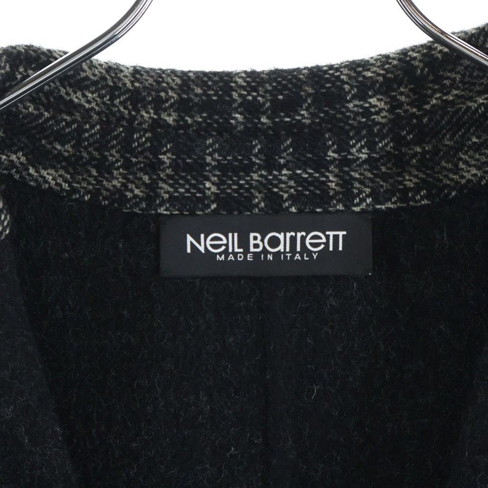 Neil Barrett(ニール バレット) 1B チェック柄 チェスターウールコート ブラック/ホワイト ブラック/ホワイト