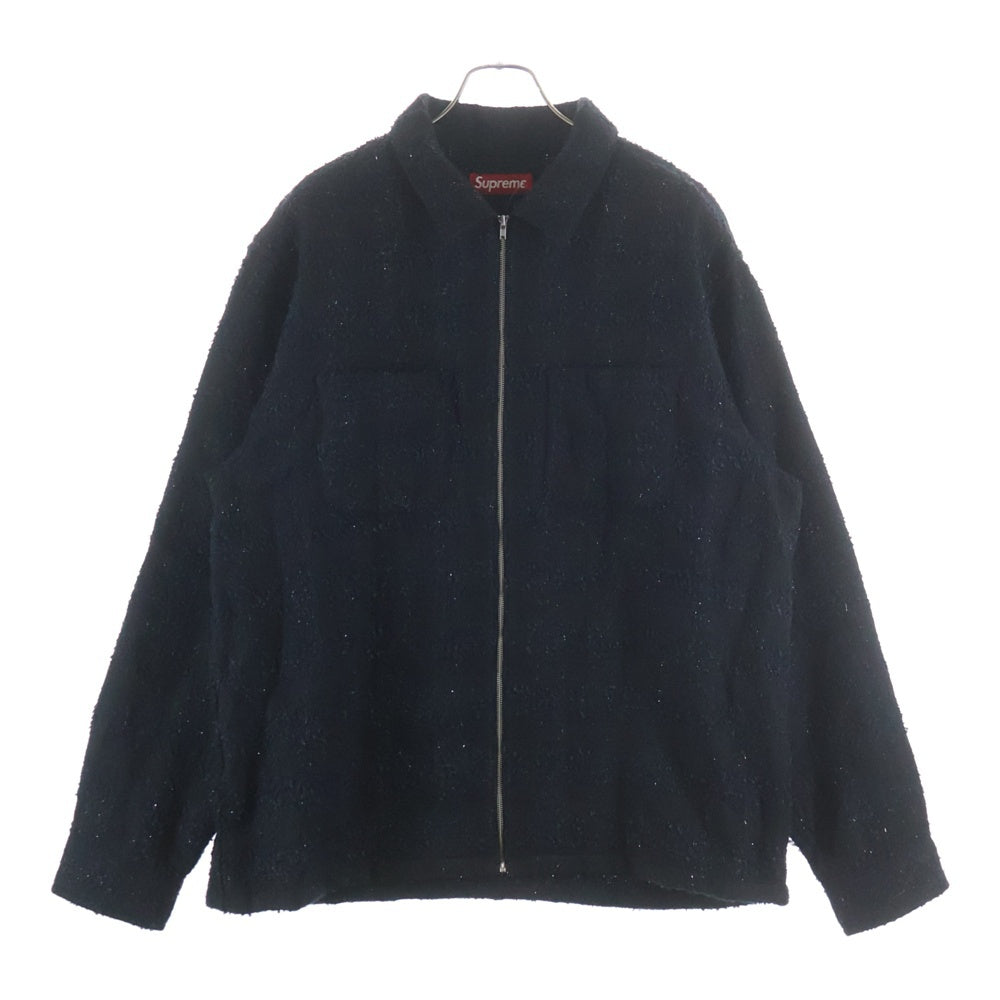 SUPREME(シュプリーム) 24AW Boucle Zip Up Shirt ブークレ ジップ アップ 長袖シャツ ブラック