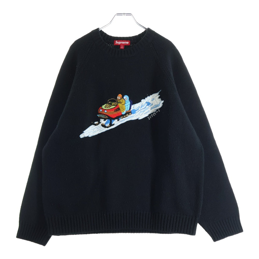 SUPREME(シュプリーム) 24AW Snow mobile Sweater スノーモービル セーター フロント刺繍 プルオーバー ニット ブラック