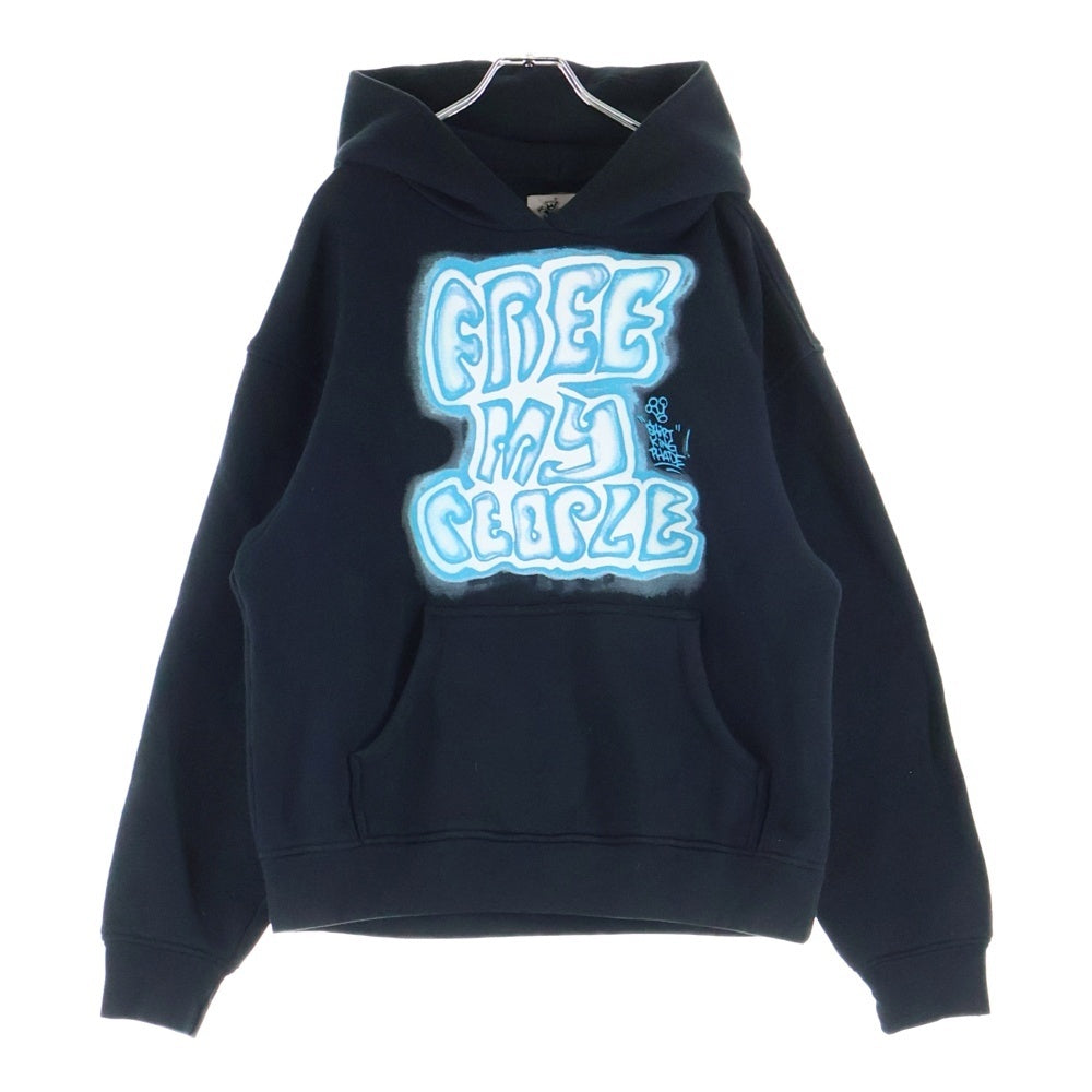 SHIRT KING PHADE(シャツキングフェード) FREE MY PEOPLE HOODIE グラフィックプリント プルオーバー スウェットパーカー ブラック