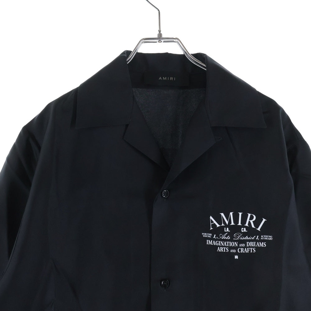 AMIRI(アミリ) ARTS DISTRICT BOWLING SHIRT アーチロゴ 開襟 シルク ボーリング 半袖シャツ ブラック AMSTBW1018