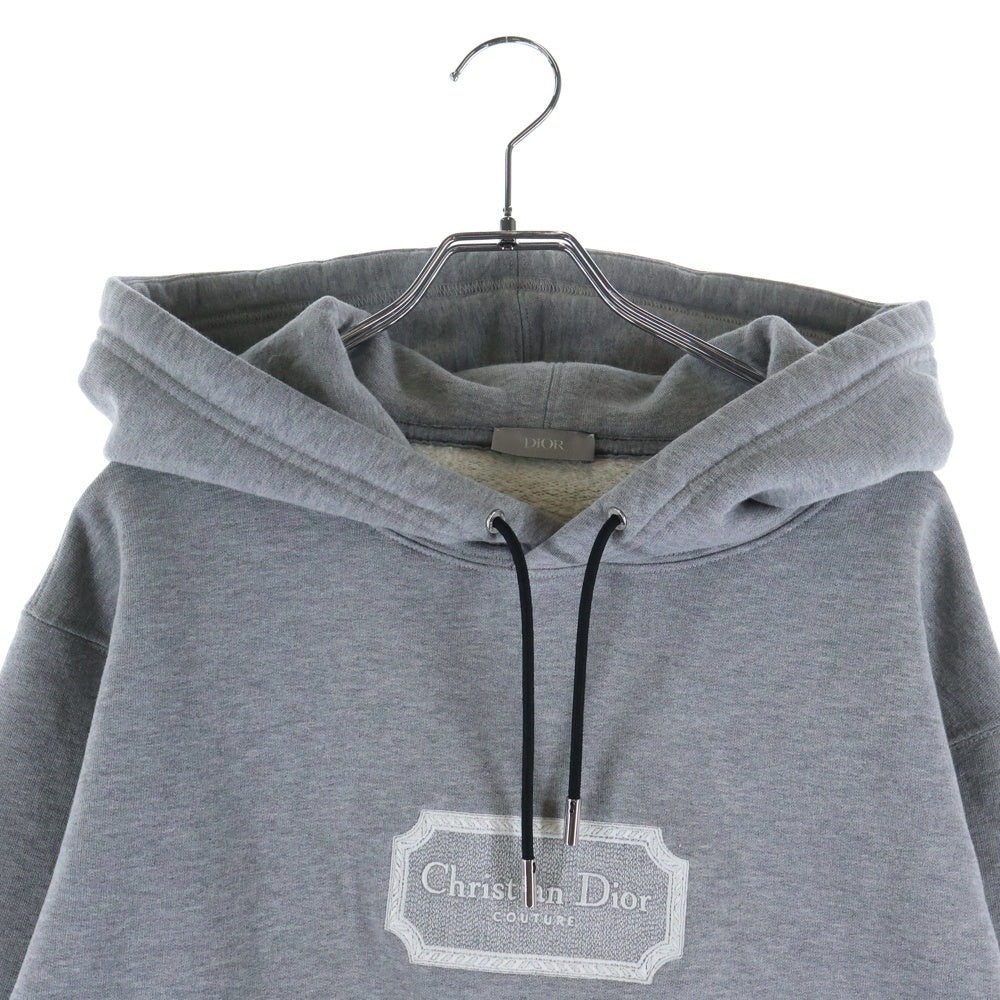 Christian Dior(クリスチャンディオール) 23SS COUTURE EMBROIDERED RELAX FIT HOODIE ロゴ刺繍 フーディー プルオーバー スウェットパーカー グレー 243J691A0531