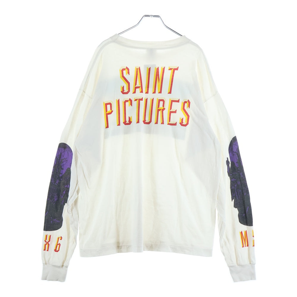 SAINT MICHAEL(セントマイケル) 24AW SAINT PICTURES LS TEE 両面プリント クルーネック 長袖Tシャツ カットソー ホワイト SM-YS1-0000-016