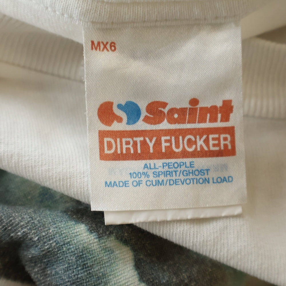 SAINT MICHAEL(セントマイケル) 24AW SAINT PICTURES LS TEE 両面プリント クルーネック 長袖Tシャツ カットソー ホワイト SM-YS1-0000-016