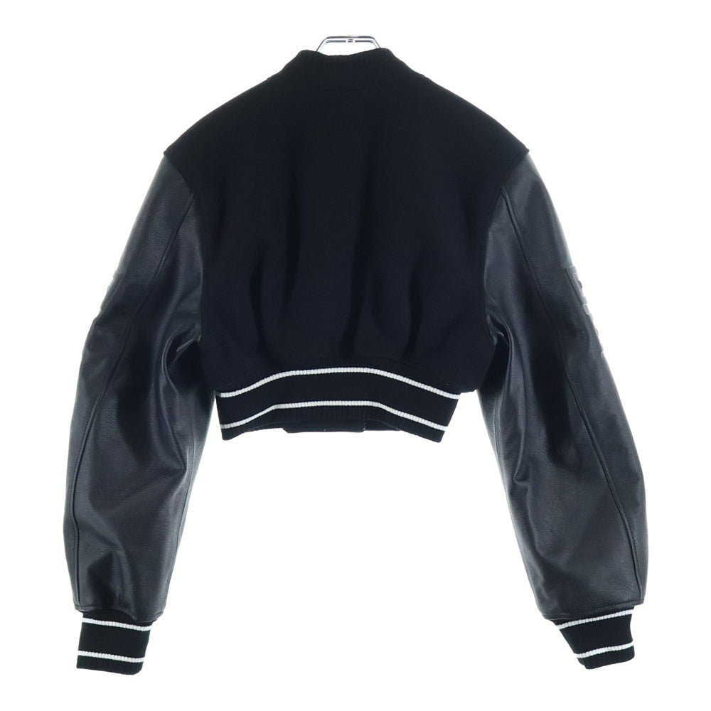 GIVENCHY(ジバンシィ) 24AW Givenchy Cropped Varsity With Leather Sleeves クロップド アームレザー ボンバージャケット ブラック BW00CQ611N レディース