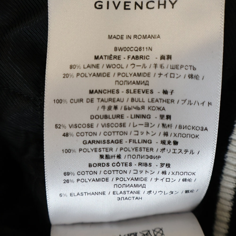 GIVENCHY(ジバンシィ) 24AW Givenchy Cropped Varsity With Leather Sleeves クロップド アームレザー ボンバージャケット ブラック BW00CQ611N レディース