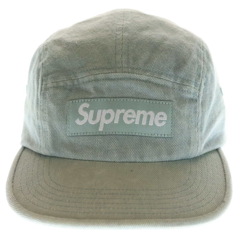 SUPREME(シュプリーム) 24SS Denim Camp Cap Mint ボックスロゴ デニム キャンプキャップ 帽子 インディゴブルー
