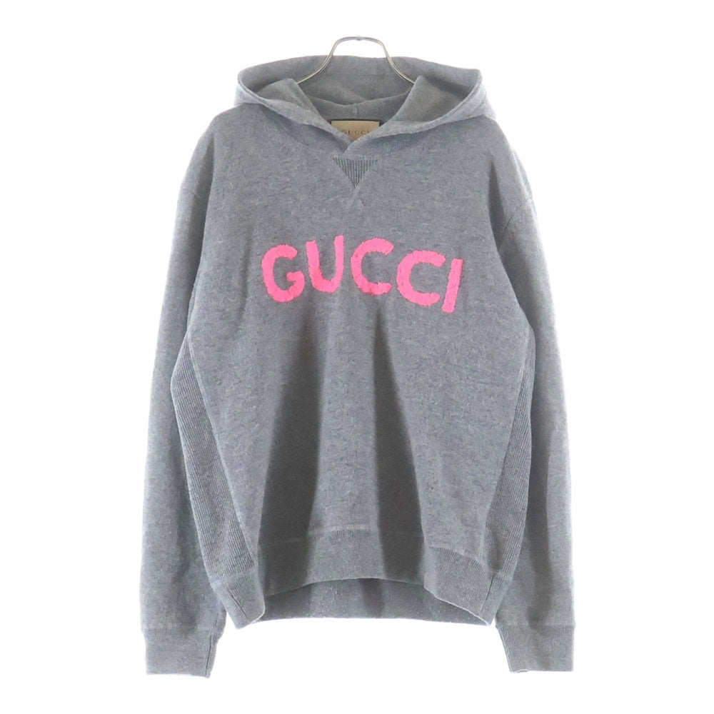 GUCCI(グッチ) ロゴエンブロイダリー フーディー ウール プルオーバーパーカー グレー 770169 XKDRU