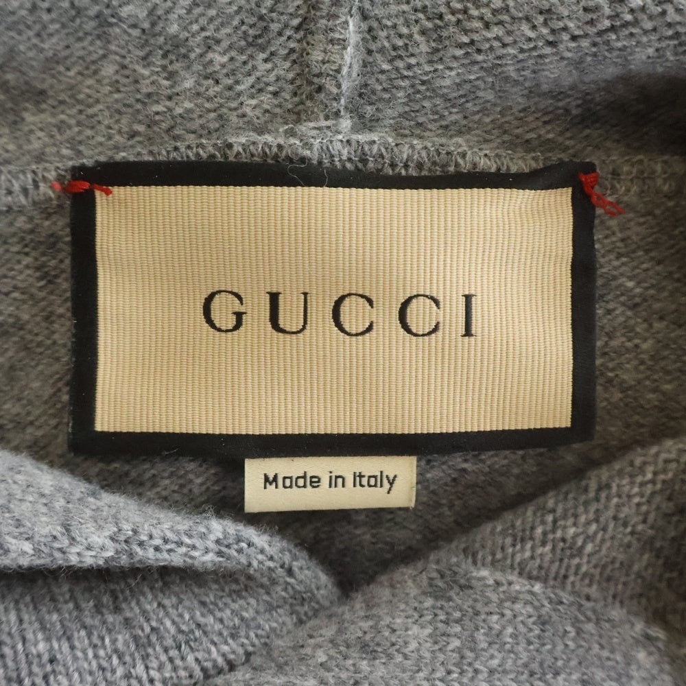 GUCCI(グッチ) ロゴエンブロイダリー フーディー ウール プルオーバーパーカー グレー 770169 XKDRU