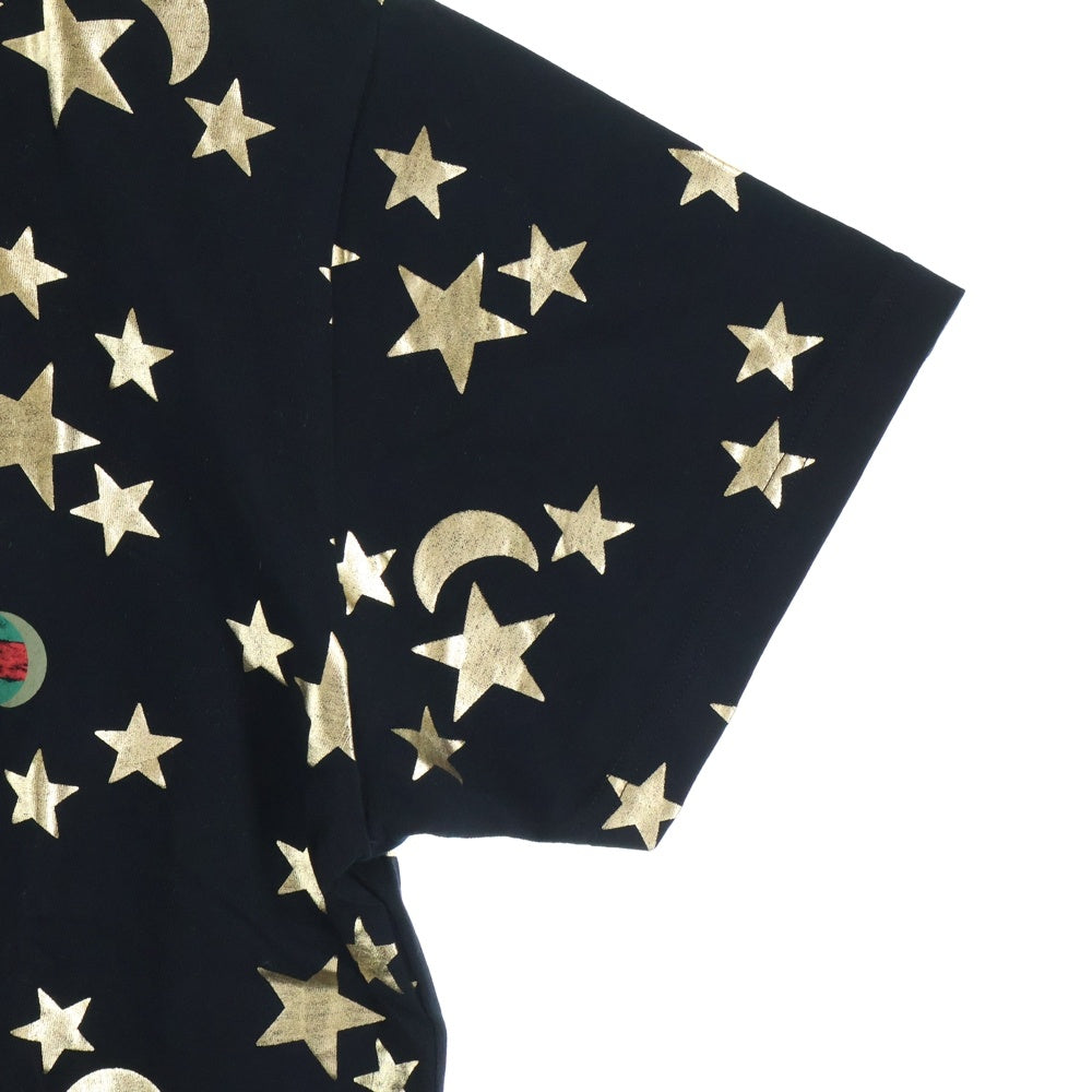 GUCCI(グッチ) スタープリント総柄 シェリーラインロゴ クルーネック 半袖Tシャツ カットソー ブラック 580968