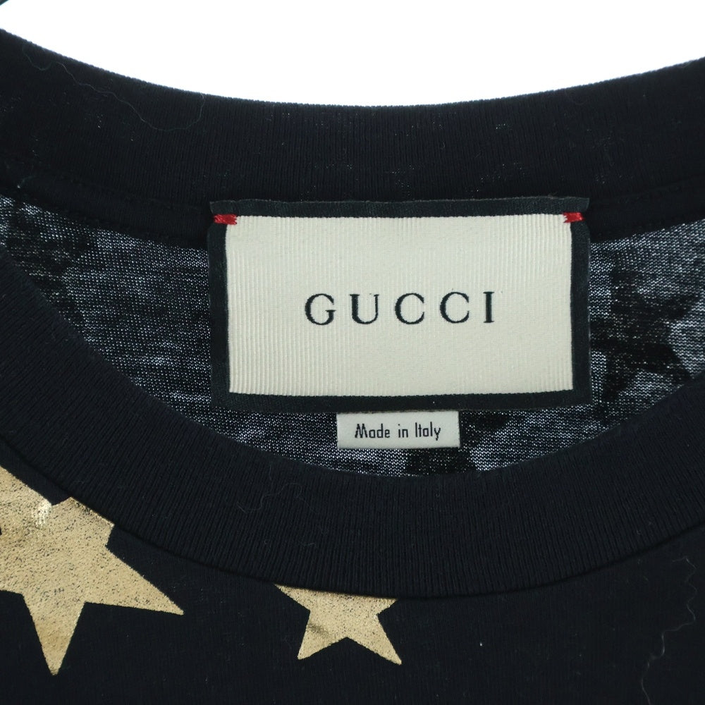 GUCCI(グッチ) スタープリント総柄 シェリーラインロゴ クルーネック 半袖Tシャツ カットソー ブラック 580968