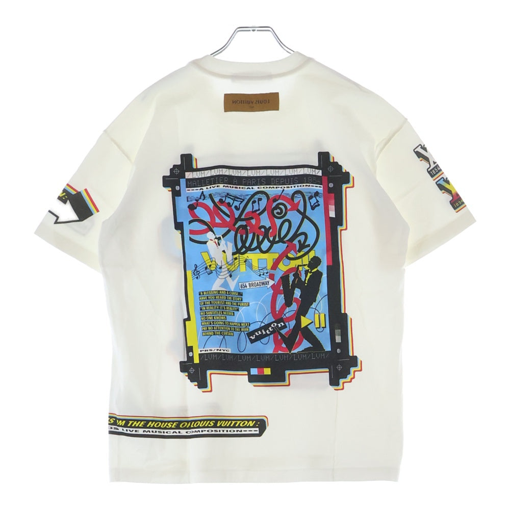 LOUIS VUITTON(ルイヴィトン) 23SS LVジャズフライヤー プリント クルーネック 半袖Tシャツ カットソー ホワイト RM231M NPG HOY30W