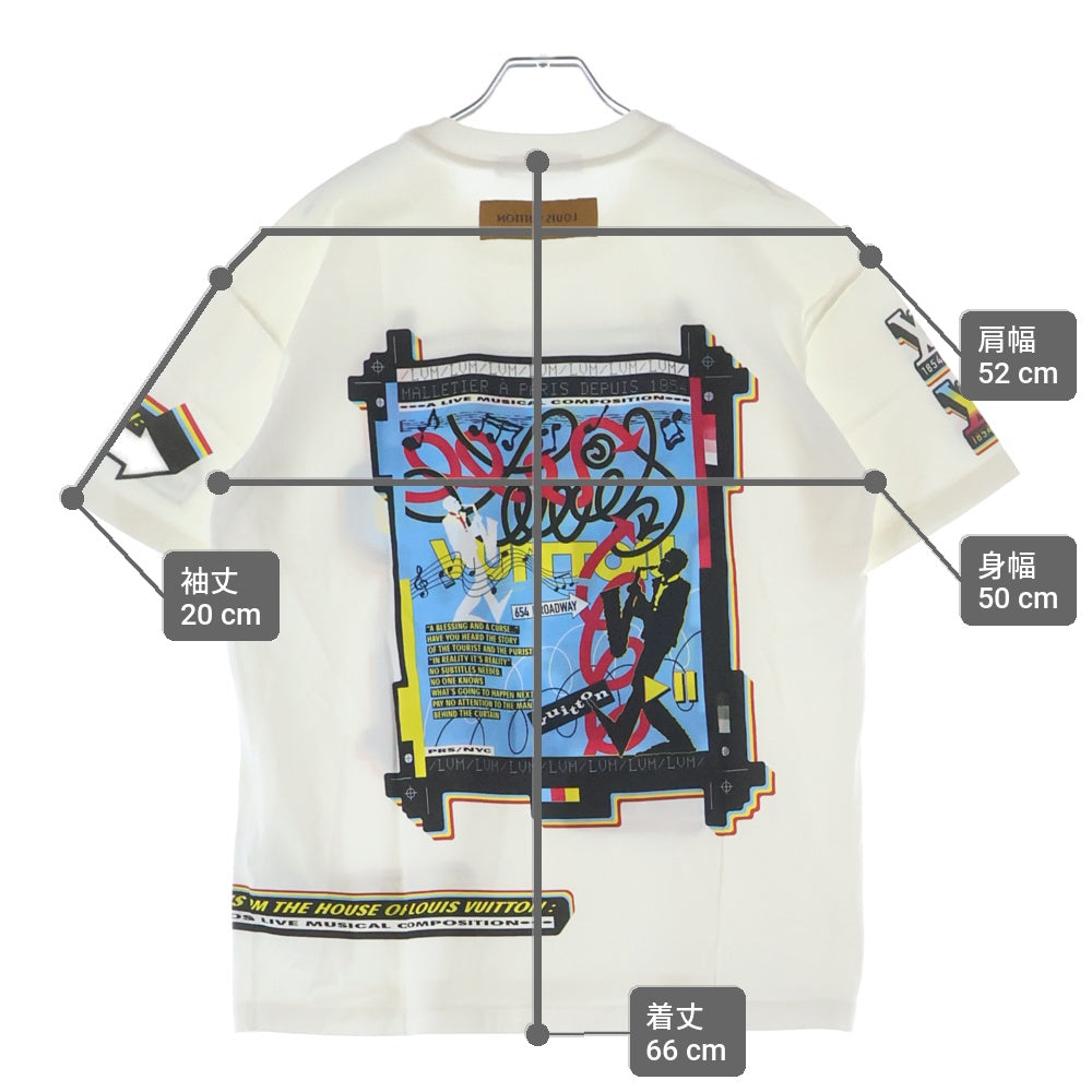 LOUIS VUITTON(ルイヴィトン) 23SS LVジャズフライヤー プリント クルーネック 半袖Tシャツ カットソー ホワイト RM231M NPG HOY30W