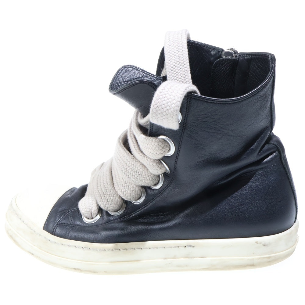 Rick Owens(リックオウエンス) JUMBOLACE RAMONES ジャンボレース ラモーンズ レザー ハイカットスニーカー ブラック