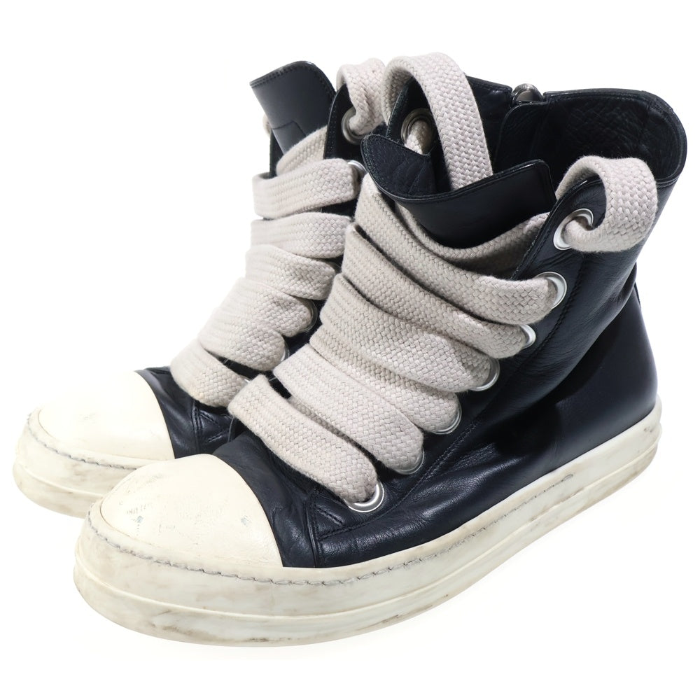 Rick Owens(リックオウエンス) JUMBOLACE RAMONES ジャンボレース ラモーンズ レザー ハイカットスニーカー ブラック