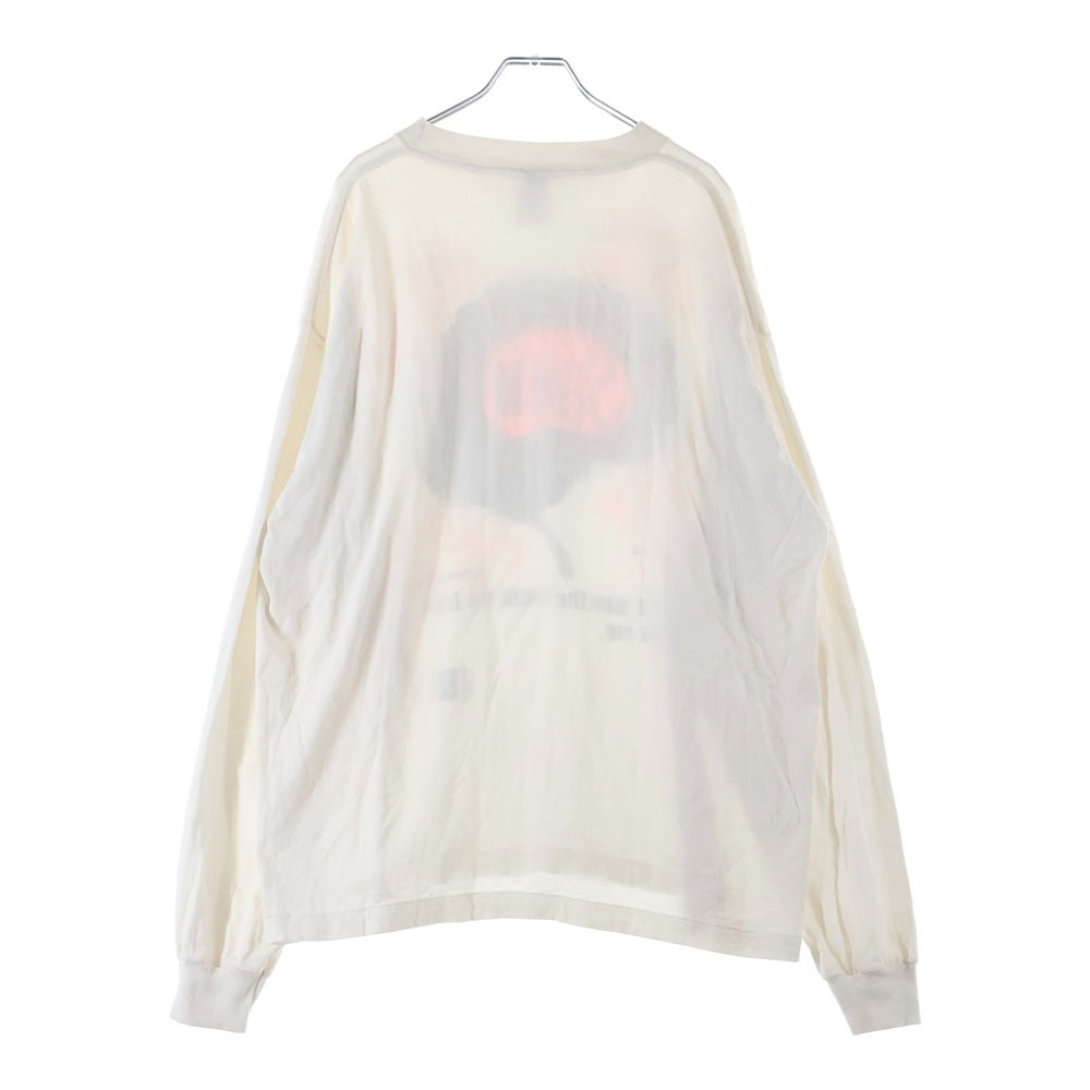SAINT MICHAEL(セントマイケル) 25SS BRAIN ブレイン フロントプリント クルーネック長袖Tシャツ カットソー ホワイト SM-HR8-0000-036