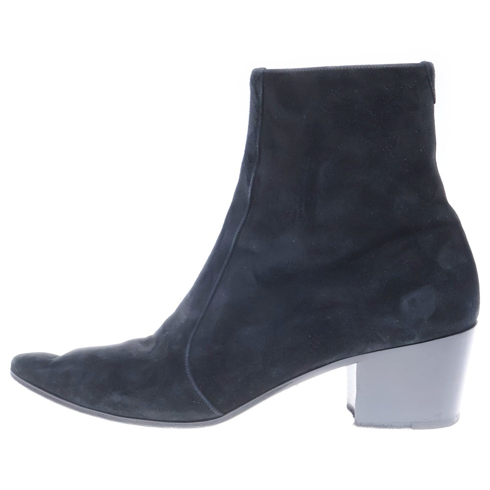 SAINT LAURENT PARIS(サンローランパリ) スウェード サイドジップ レザー ヒールブーツ ブラック 667620