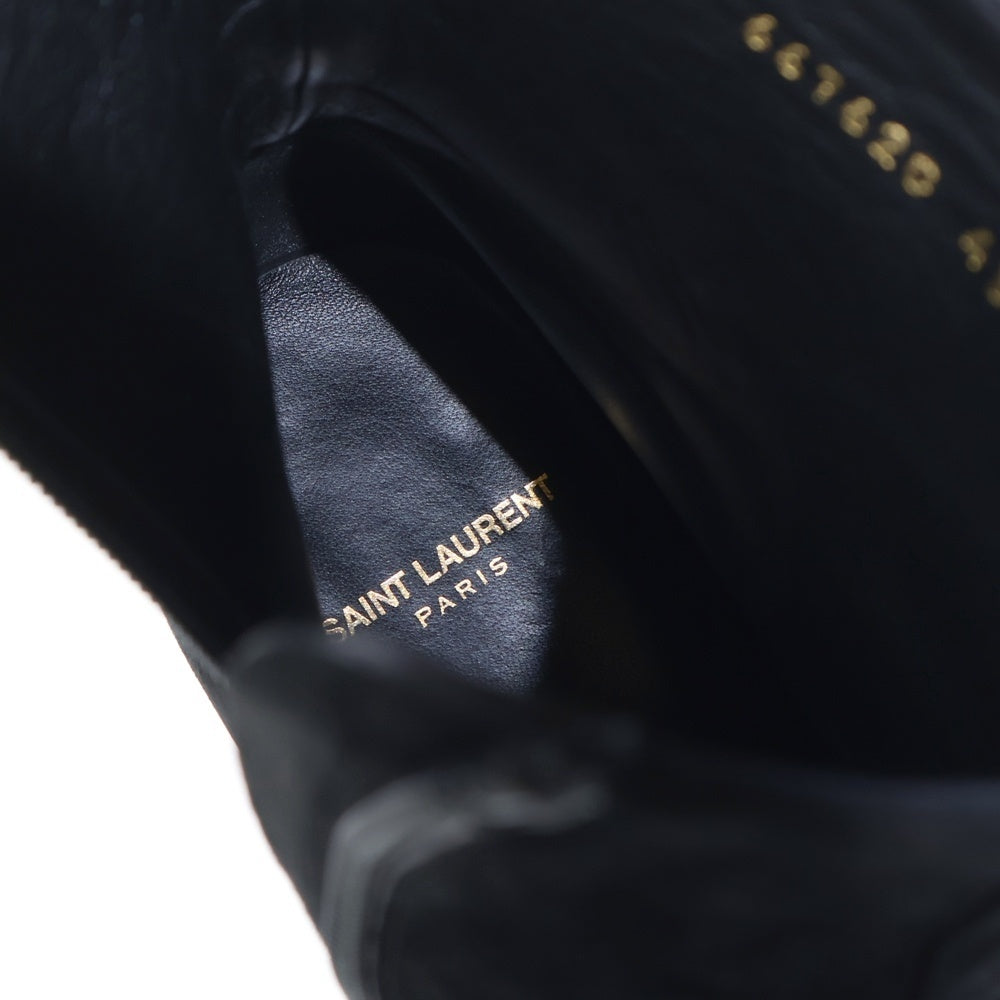 SAINT LAURENT PARIS(サンローランパリ) スウェード サイドジップ レザー ヒールブーツ ブラック 667620