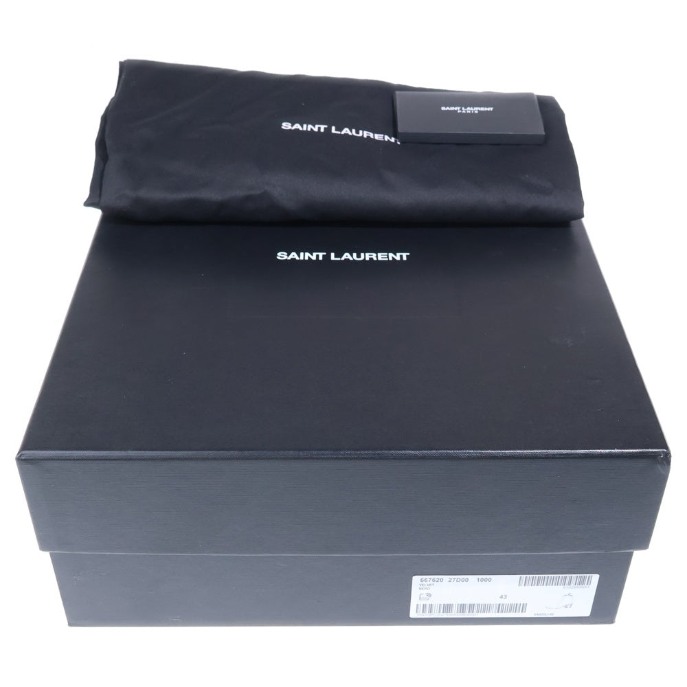 SAINT LAURENT PARIS(サンローランパリ) スウェード サイドジップ レザー ヒールブーツ ブラック 667620