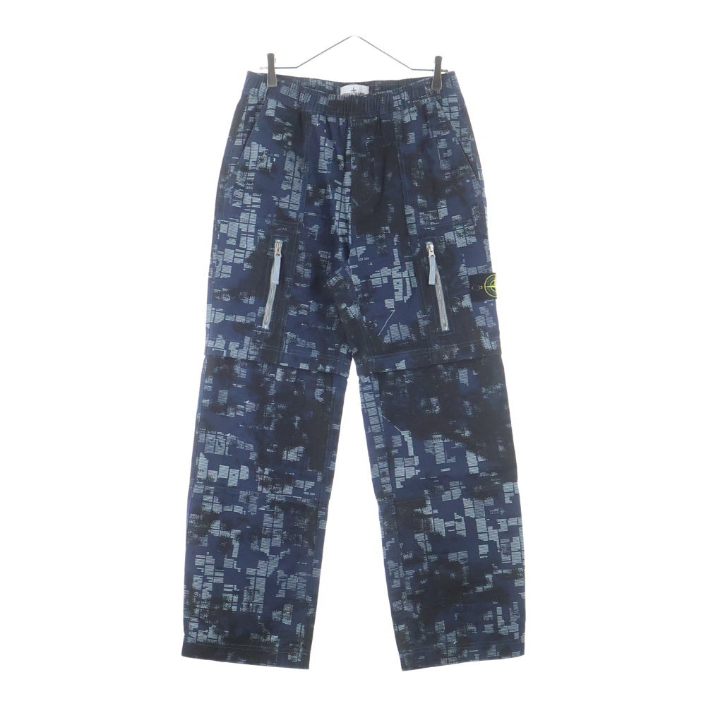 STONE ISLAND(ストーンアイランド) 24AW 2WAY PANTS 総柄 コンパスロゴワッペン イージーパンツ ネイビー 8115335E2