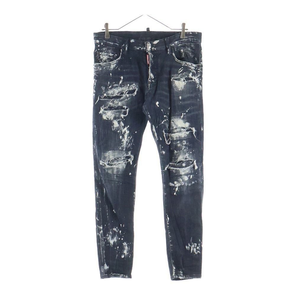 DSQUARED2(ディースクエアード) 23AW SUPER TWINKY JEANS ダメージ加工 ボタンフライ ストレッチ スキニーデニムパンツ インディゴブラック S74LB1324 S30503