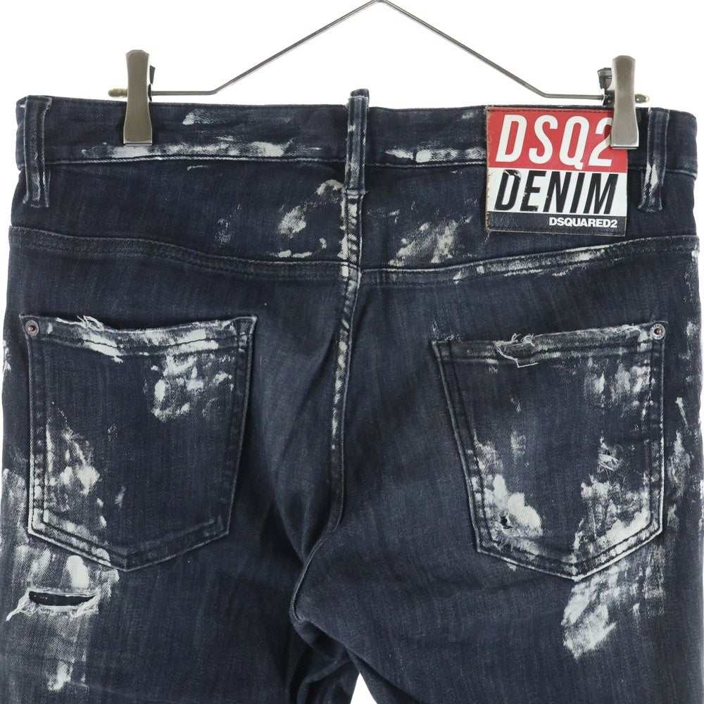 DSQUARED2(ディースクエアード) 23AW SUPER TWINKY JEANS ダメージ加工 ボタンフライ ストレッチ スキニーデニムパンツ インディゴブラック S74LB1324 S30503
