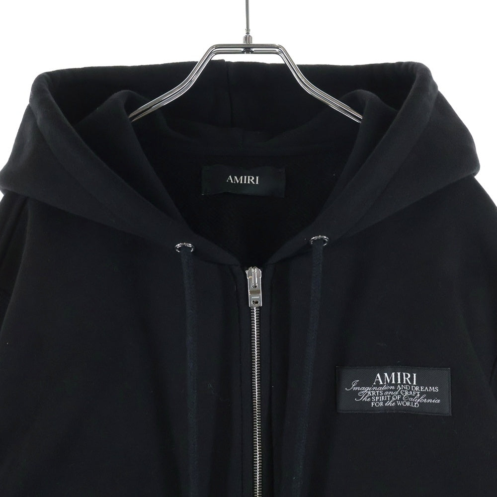 AMIRI(アミリ) 25AW SPIRIT ZIP HOODIE フロントロゴパッチ スピリット ジップアップ スウェットパーカー フーディ ブラック SRAMJYHD1118SMRBC00