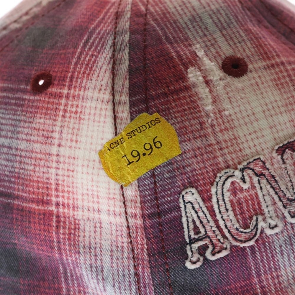 Acne Studios(アクネ ストゥディオズ) Distressed cap ディストレスト キャップ フロントロゴ キャップ 帽子 レッド FN-UX-HATS000335