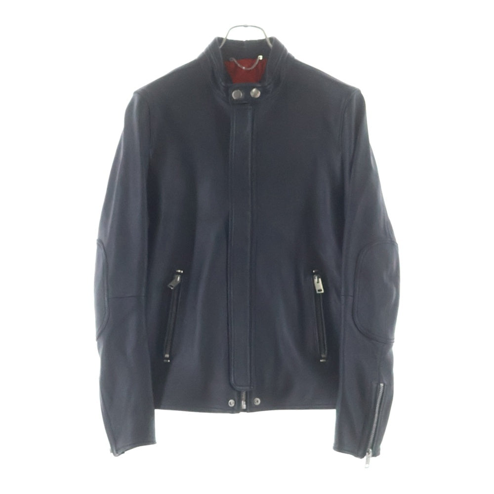 DIESEL(ディーゼル) ムートンレザー エルボーパッチ ジップアップ シングルライダースジャケット ブラック