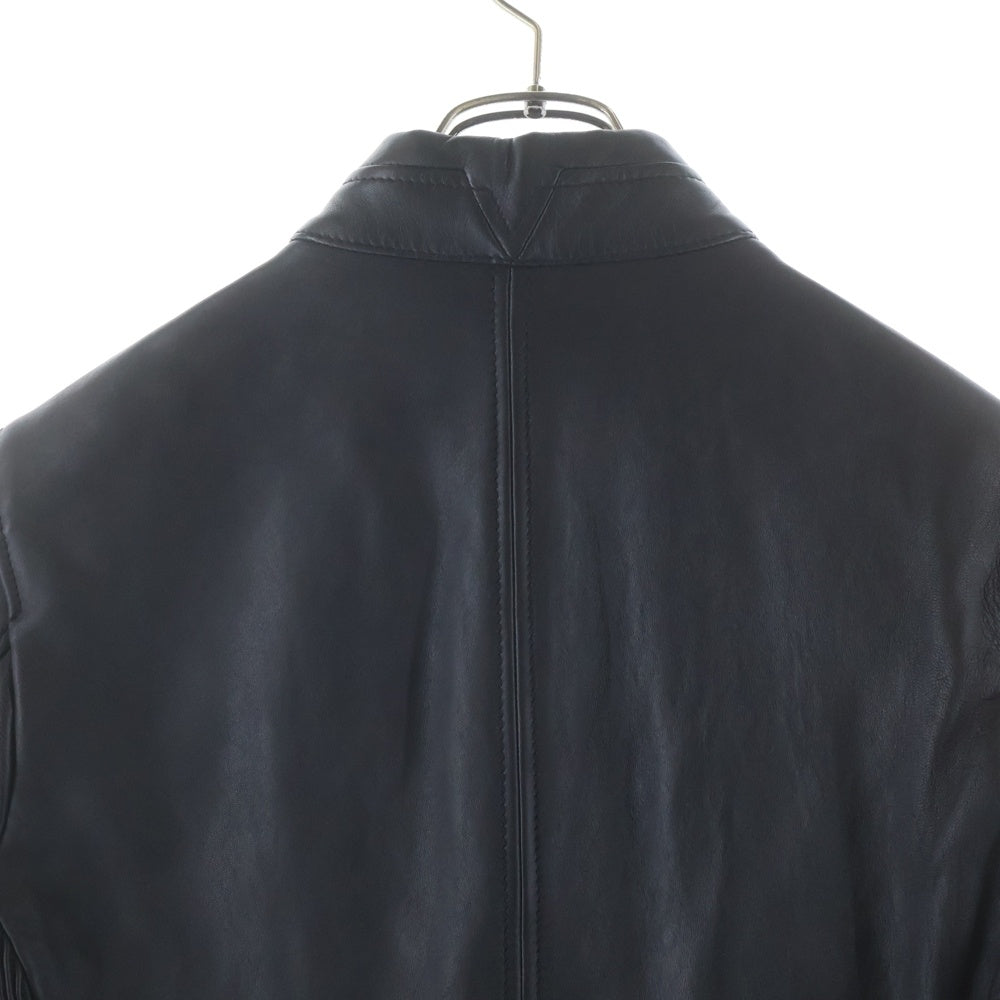 DIESEL(ディーゼル) ムートンレザー エルボーパッチ ジップアップ シングルライダースジャケット ブラック